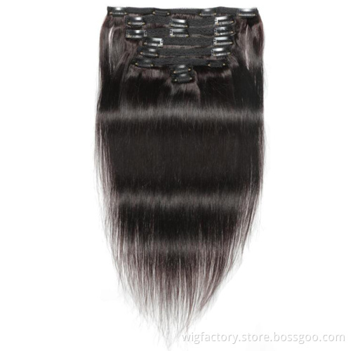 16pcs clip in human hair extensions straight 140g Brazilian extension hair clips,100% Real Natural clip in hair extension yaki